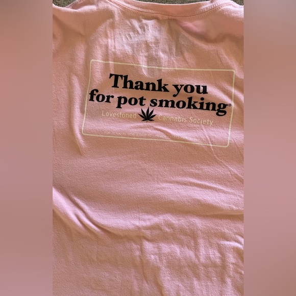 SHLS "Thank you for pot smoking" bubble gum pink tee - Picture 5 of 6